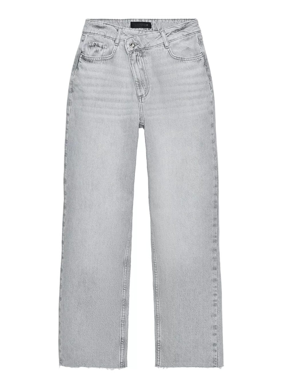 Zara Light Gray High-Rise Wide Leg Jeans